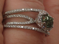 Image 7 of 9 of a N/A PLATINUM ALEXANDRITE CHRYSOBERYL AND DIAMOND RING