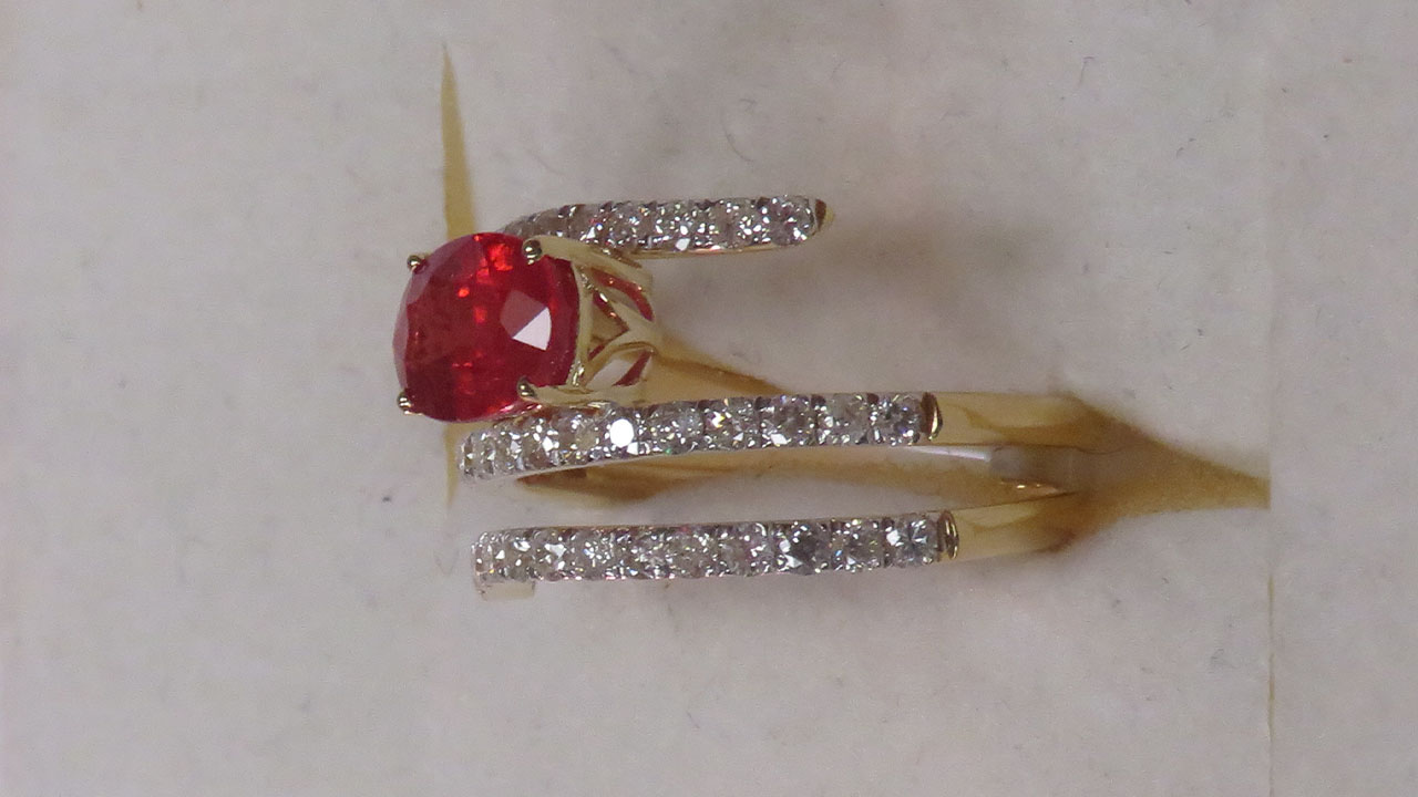 2nd Image of a N/A 14K YELLOW GOLD CUSTOM DIAMOND & SAPPHIRE RING