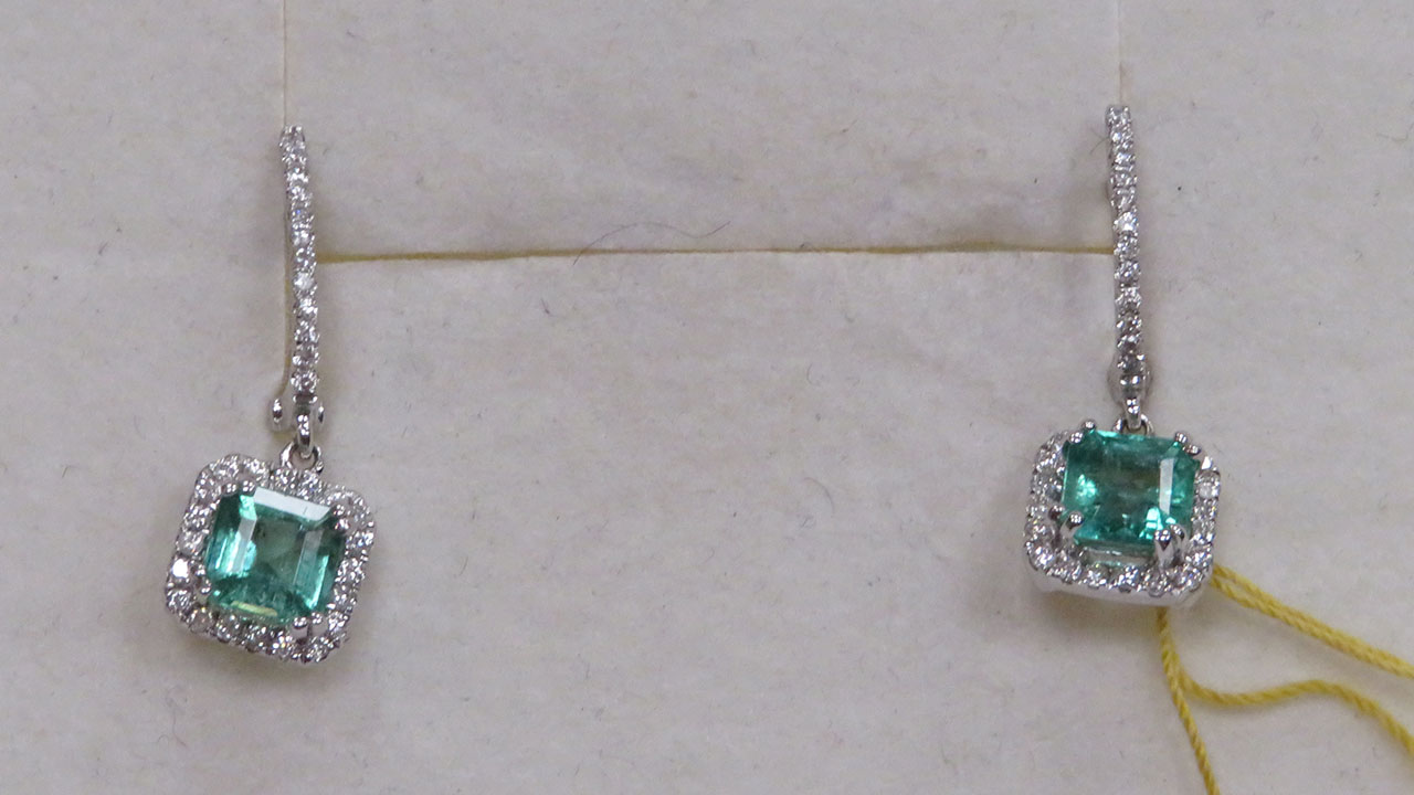 1st Image of a N/A 14K WHITE GOLD EMERALD & DIAMOND