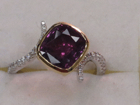Image 1 of 7 of a N/A 18K GOLD SAPPHIRE & DIAMOND RING
