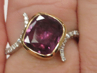 Image 3 of 7 of a N/A 18K GOLD SAPPHIRE & DIAMOND RING