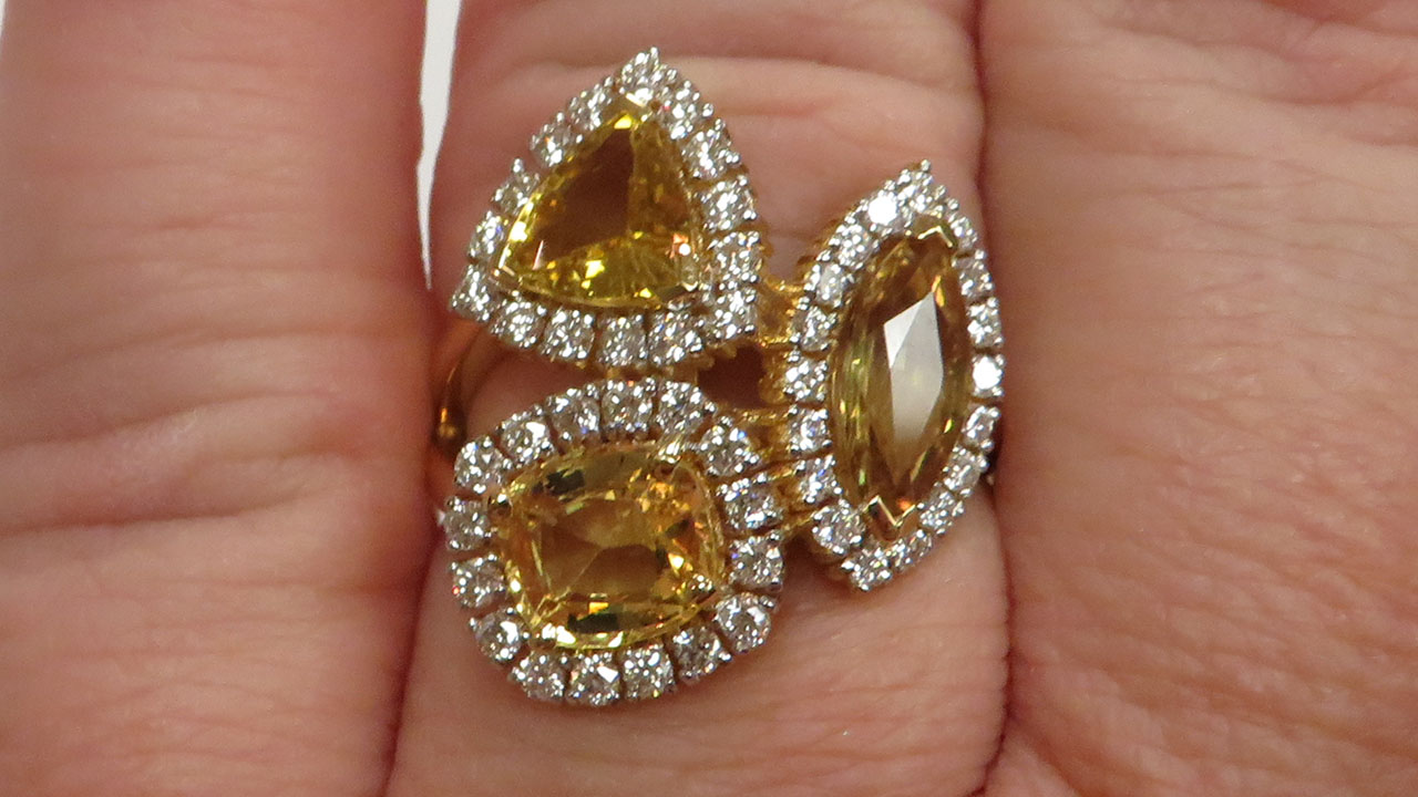 3rd Image of a N/A 18K GOLD YELLOW SAPPHIRE & DIAMOND