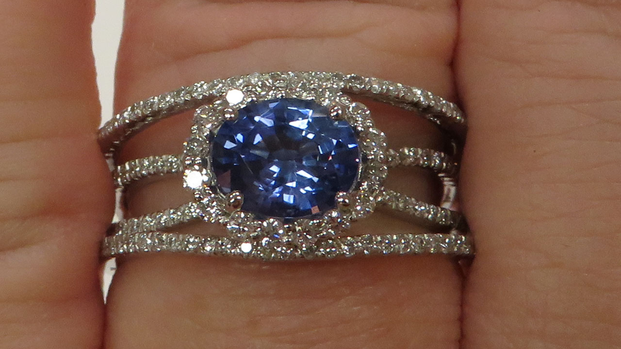 0th Image of a N/A PLATINUM SAPPHIRE AND DIAMOND RING
