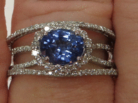 Image 1 of 5 of a N/A PLATINUM SAPPHIRE AND DIAMOND RING