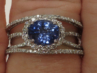 Image 2 of 5 of a N/A PLATINUM SAPPHIRE AND DIAMOND RING