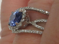 Image 3 of 5 of a N/A PLATINUM SAPPHIRE AND DIAMOND RING