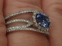 Image 4 of 5 of a N/A PLATINUM SAPPHIRE AND DIAMOND RING