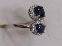 Image 4 of 9 of a N/A 18K BLUE SAPPHIRE & DIAMOND RING