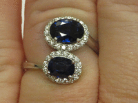 Image 5 of 9 of a N/A 18K BLUE SAPPHIRE & DIAMOND RING