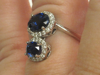 Image 6 of 9 of a N/A 18K BLUE SAPPHIRE & DIAMOND RING