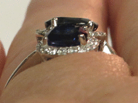 Image 8 of 9 of a N/A 18K BLUE SAPPHIRE & DIAMOND RING