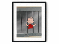 Image 1 of 1 of a N/A PEANUT CHARACTER LINUS FRAMED & MATTED