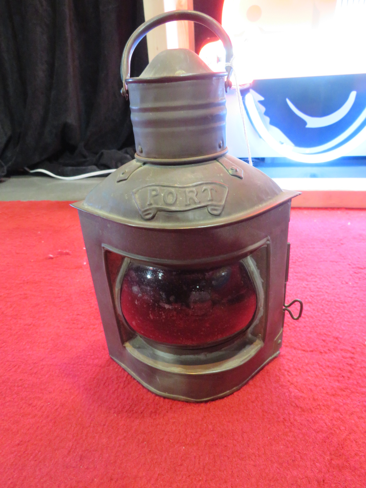 0th Image of a N/A VINTAGE PORT LANTERN ORIGINAL LAMP AND REFLECTOR INSIDE