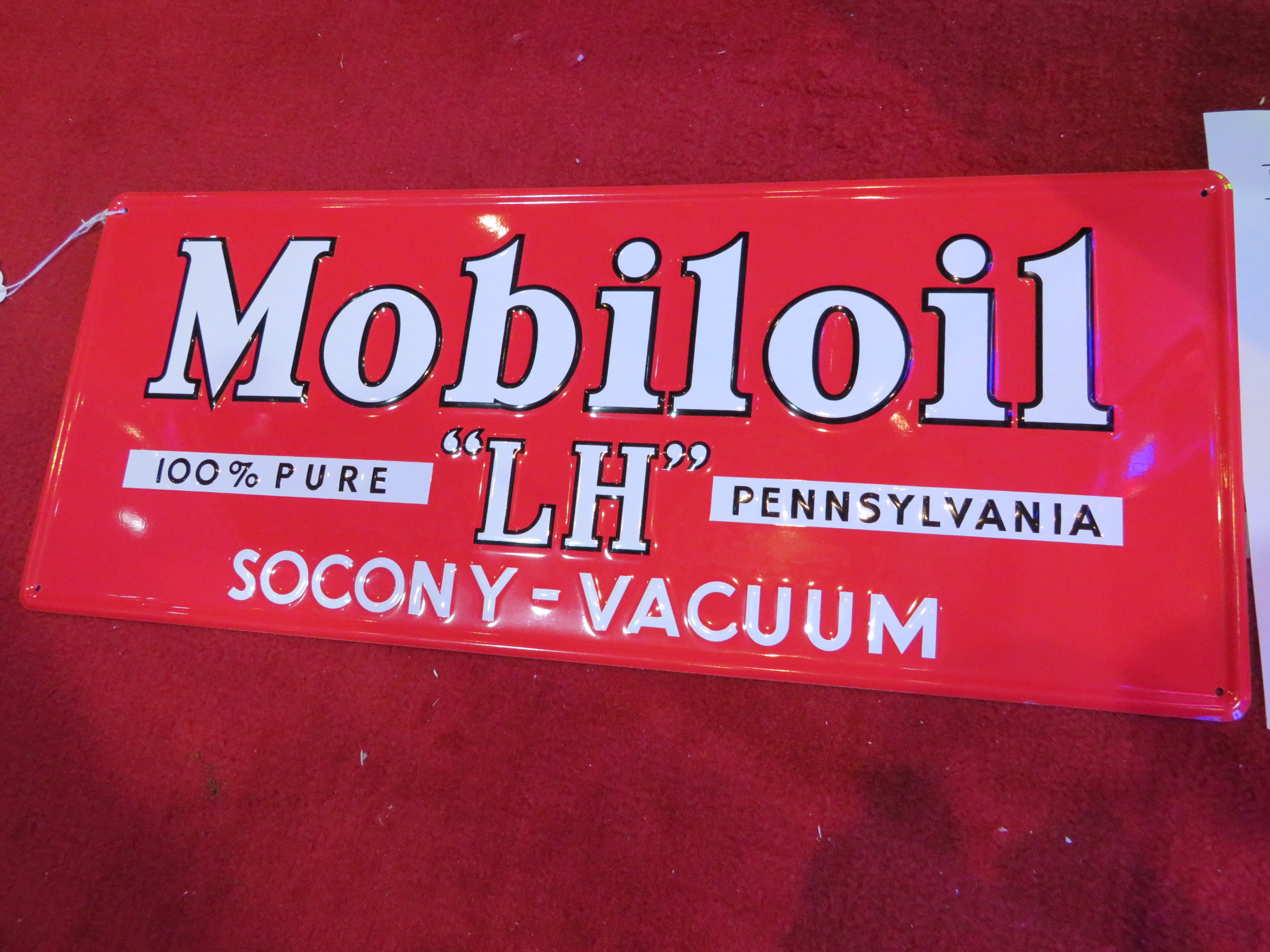 0th Image of a N/A MOBIL OIL STEEL SIGN EMBOSSED