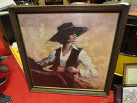 Image 1 of 1 of a N/A PAINTING OF A LADY IN A HAT
