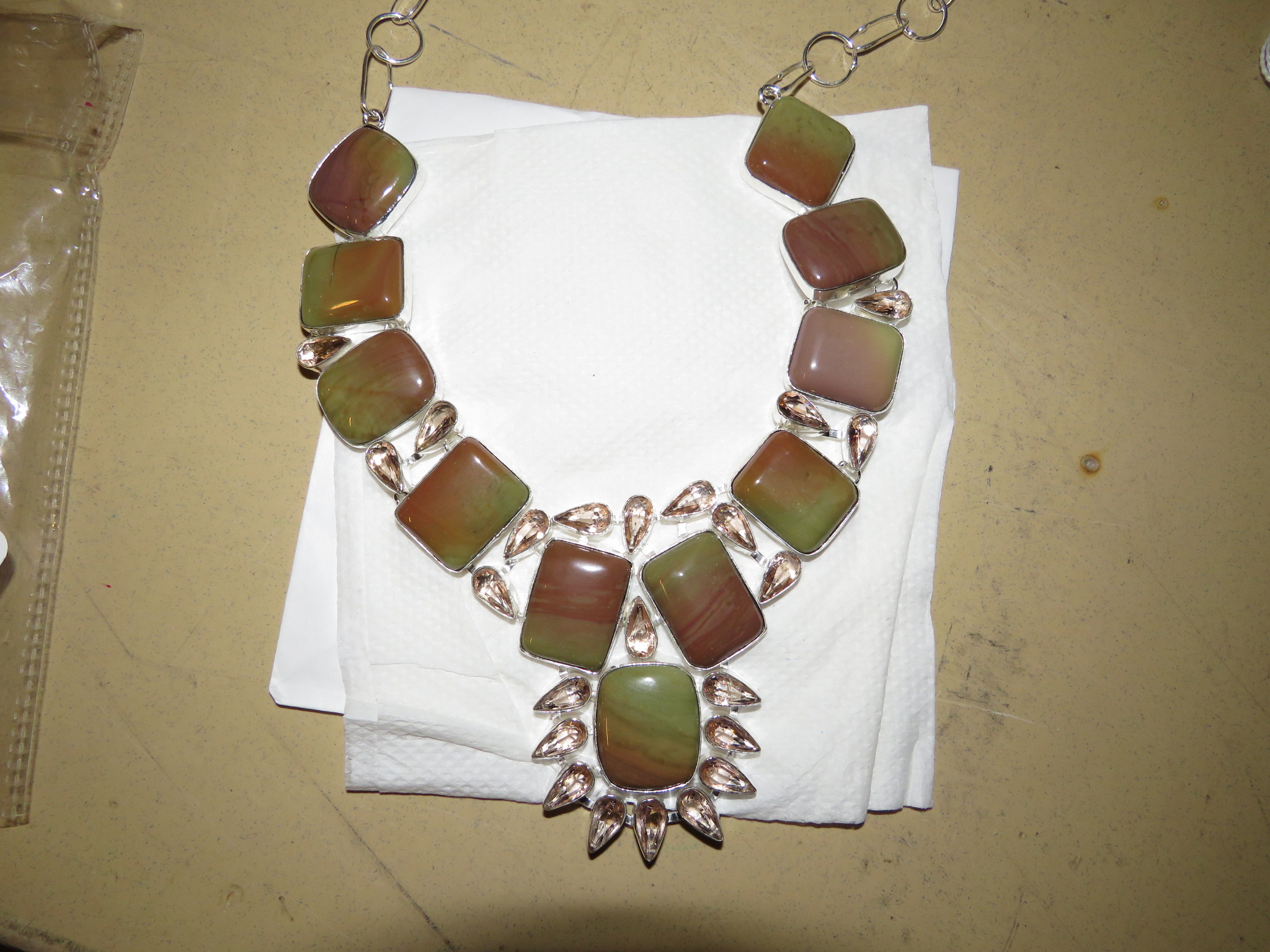 0th Image of a N/A HEAVY SILVER ONYX STATEMENT NECKLACE