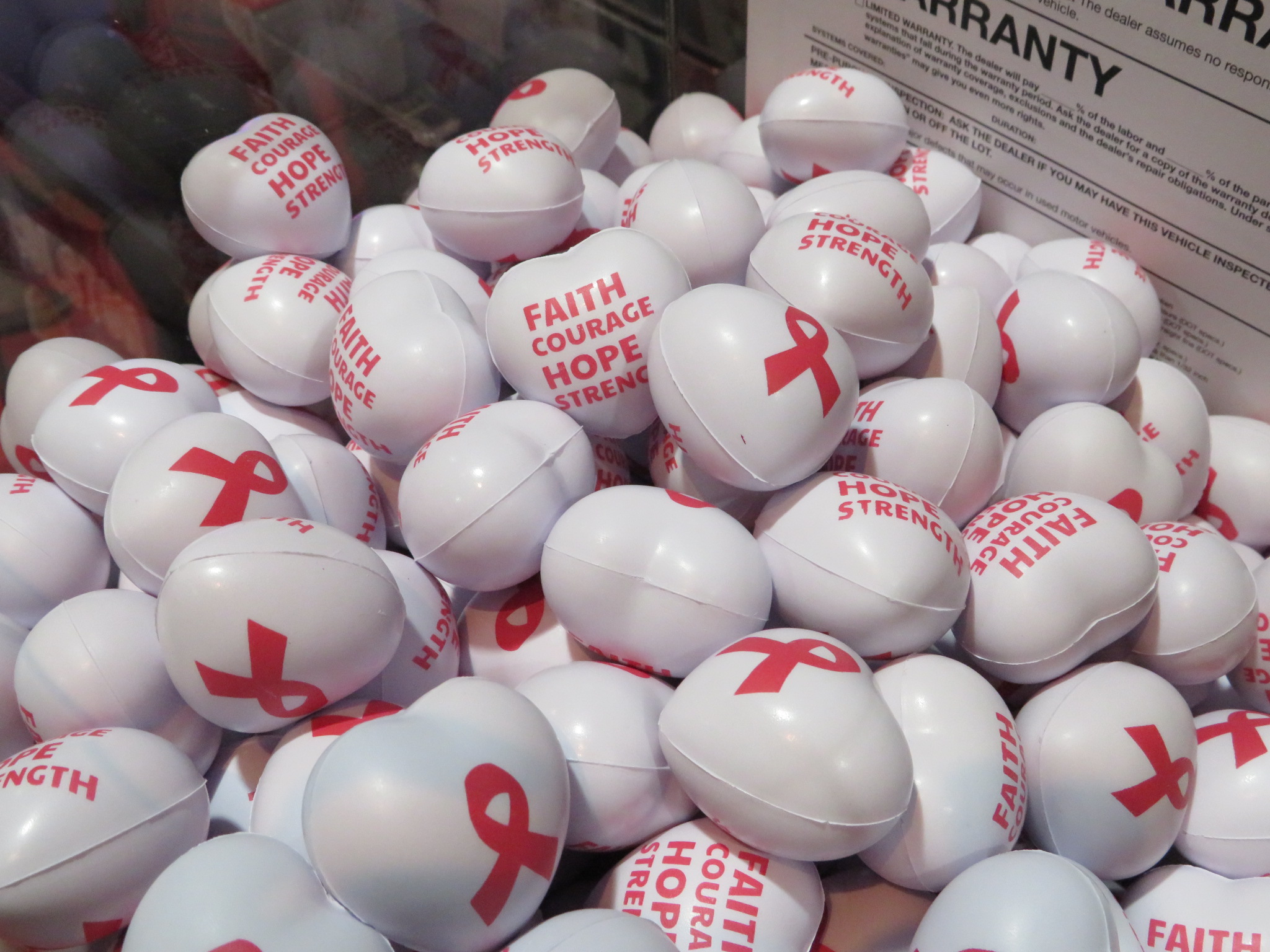 1st Image of a N/A COLLECTIBLE ACRYLIC BOX HEART SHAPED STRESS BALLS