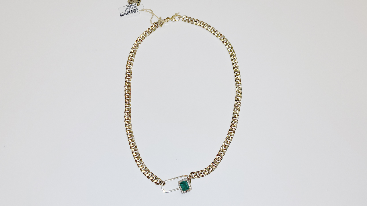 1st Image of a N/A 14K YELLOW GLD NATURAL EMERALD BERYL & DIAMOND