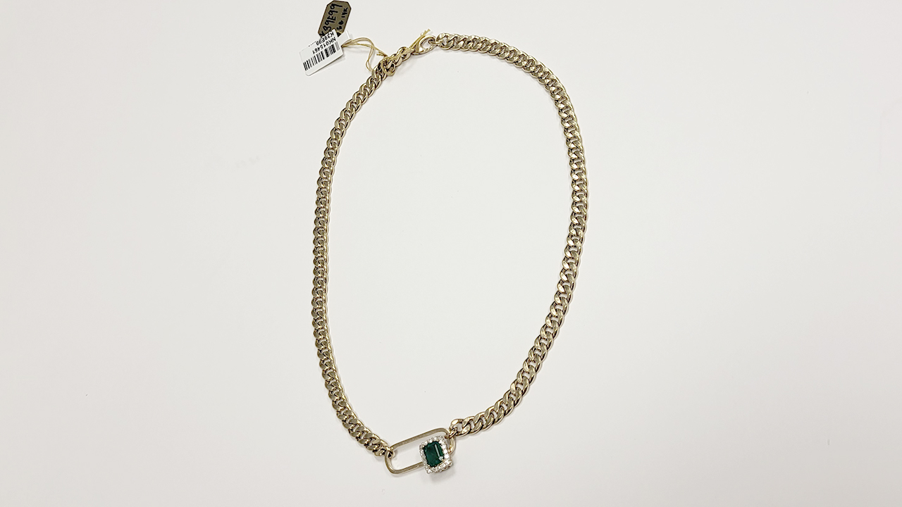 4th Image of a N/A 14K YELLOW GLD NATURAL EMERALD BERYL & DIAMOND