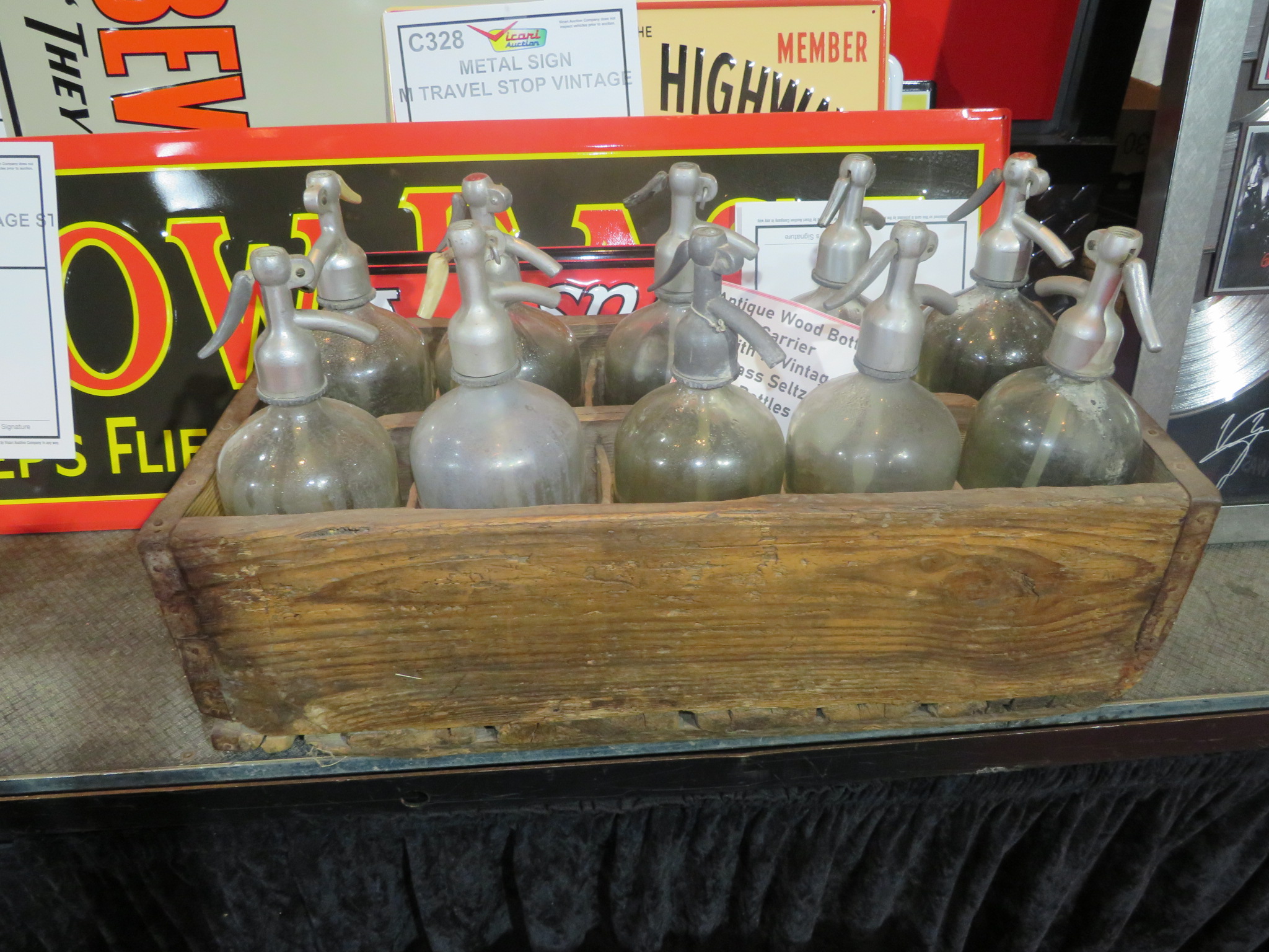 0th Image of a N/A COLLECTIBLE ANTIQUE WOOD BOTTLE CARRIER W/ BOTTLES