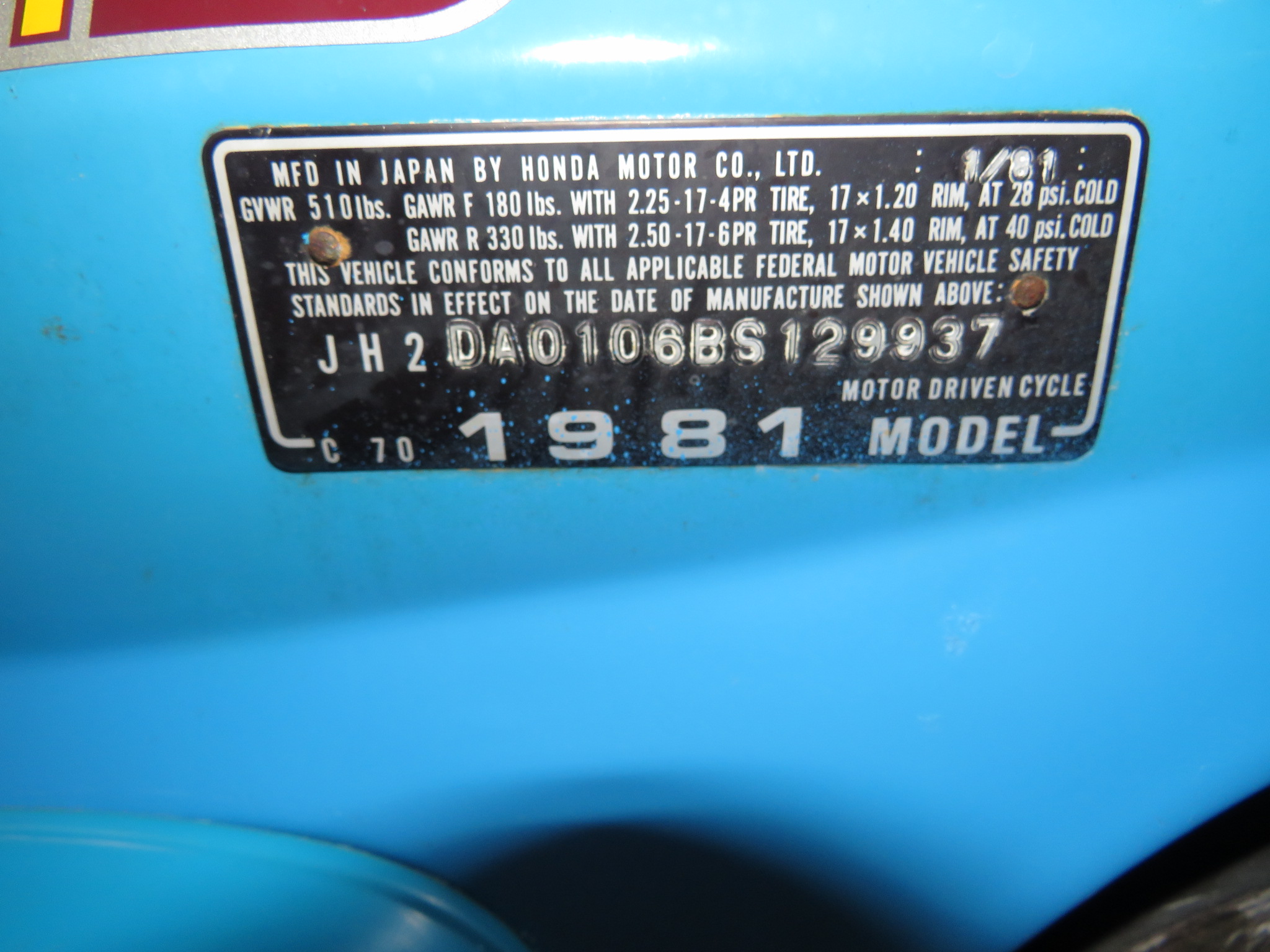 6th Image of a 1982 HONDA C70 PASSPORT