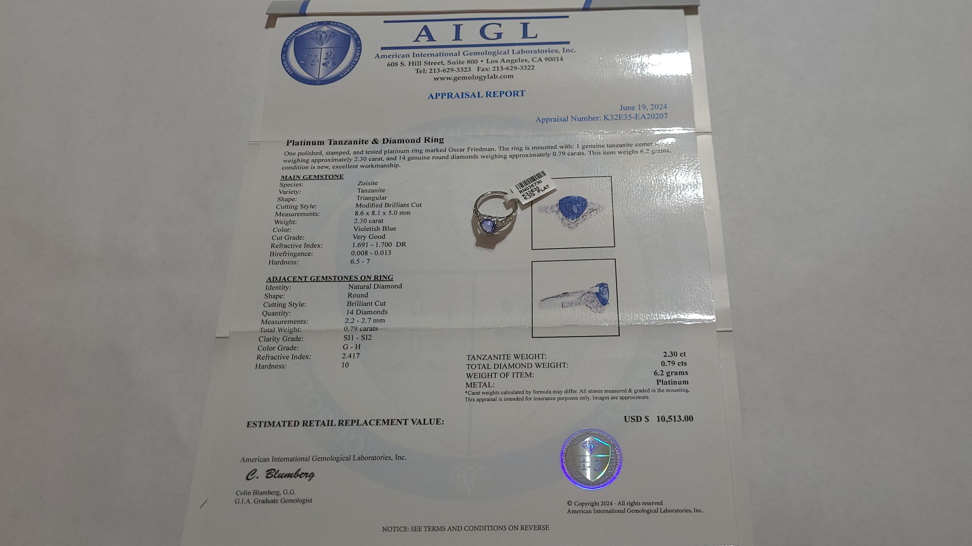 7th Image of a N/A PLATINUM TANZANITE DIAMOND