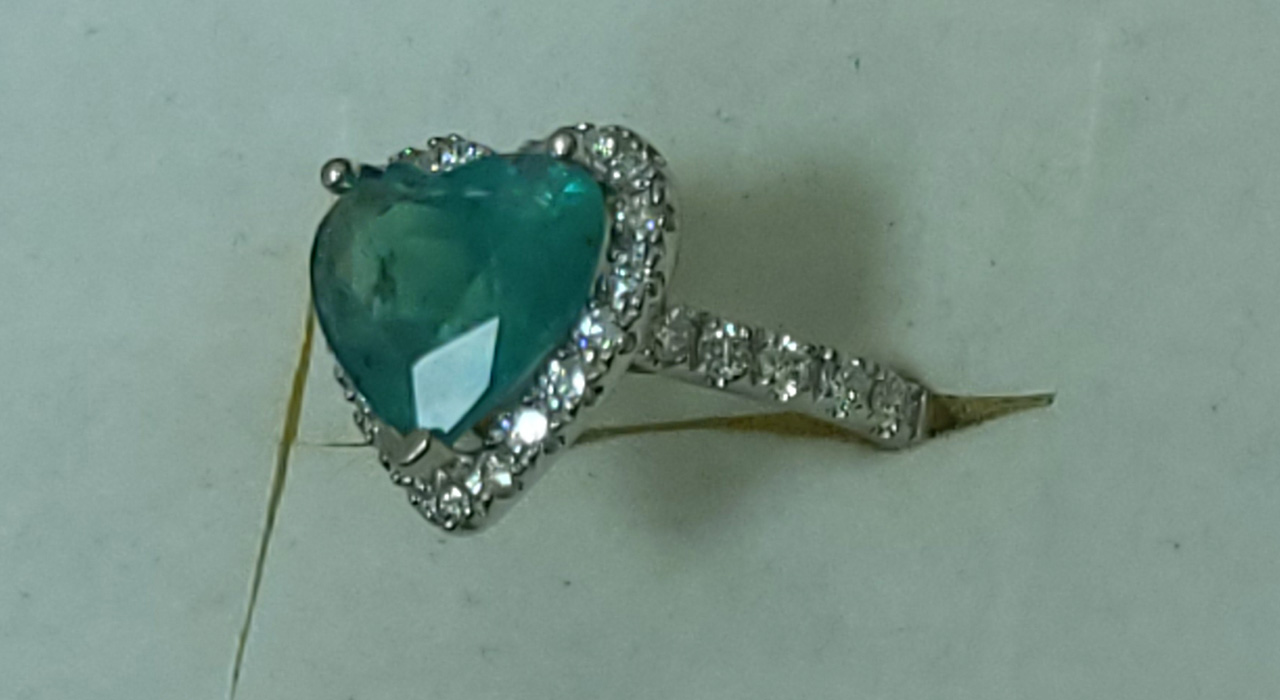 1st Image of a N/A 14K WHITE GOLD NATURAL EMERALD BERYL AND DIAMOND