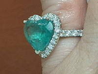 Image 7 of 9 of a N/A 14K WHITE GOLD NATURAL EMERALD BERYL AND DIAMOND
