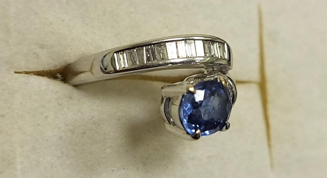 2nd Image of a N/A PLATINUM SAPPHIRE AND DIAMOND