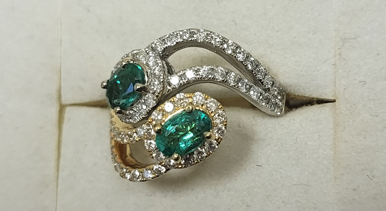 1st Image of a N/A 18K WHT/YLLW GOLD EMERALD AND DIAMOND