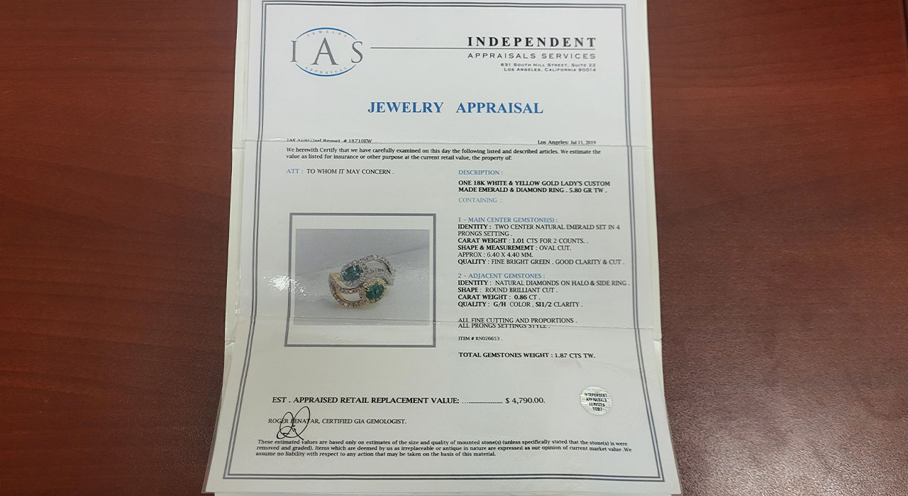 7th Image of a N/A 18K WHT/YLLW GOLD EMERALD AND DIAMOND