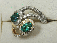 Image 2 of 8 of a N/A 18K WHT/YLLW GOLD EMERALD AND DIAMOND
