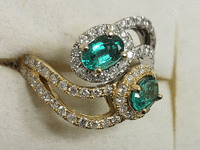 Image 3 of 8 of a N/A 18K WHT/YLLW GOLD EMERALD AND DIAMOND