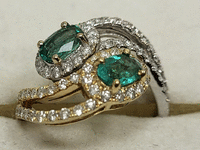Image 4 of 8 of a N/A 18K WHT/YLLW GOLD EMERALD AND DIAMOND