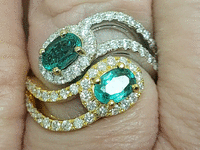 Image 5 of 8 of a N/A 18K WHT/YLLW GOLD EMERALD AND DIAMOND
