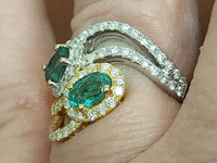 Image 6 of 8 of a N/A 18K WHT/YLLW GOLD EMERALD AND DIAMOND