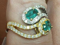 Image 7 of 8 of a N/A 18K WHT/YLLW GOLD EMERALD AND DIAMOND