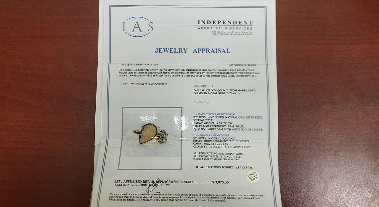 7th Image of a N/A 14K YELLOW GOLD DIAMOND AND OPAL