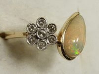 Image 3 of 8 of a N/A 14K YELLOW GOLD DIAMOND AND OPAL