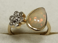 Image 4 of 8 of a N/A 14K YELLOW GOLD DIAMOND AND OPAL
