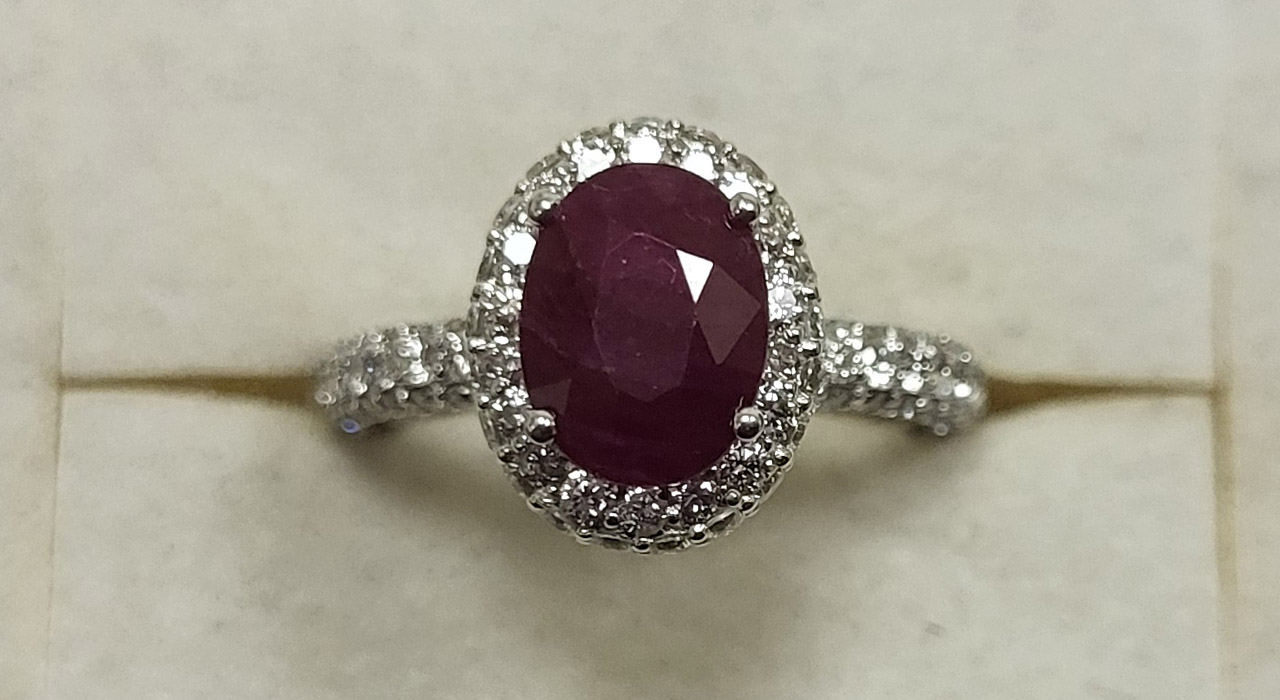 0th Image of a N/A 14K WHITE GOLD BURMESE RUBY AND DIAMOND