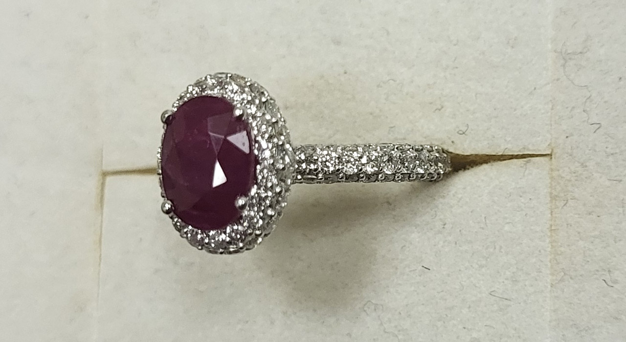 1st Image of a N/A 14K WHITE GOLD BURMESE RUBY AND DIAMOND