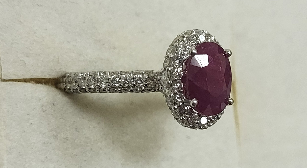 2nd Image of a N/A 14K WHITE GOLD BURMESE RUBY AND DIAMOND