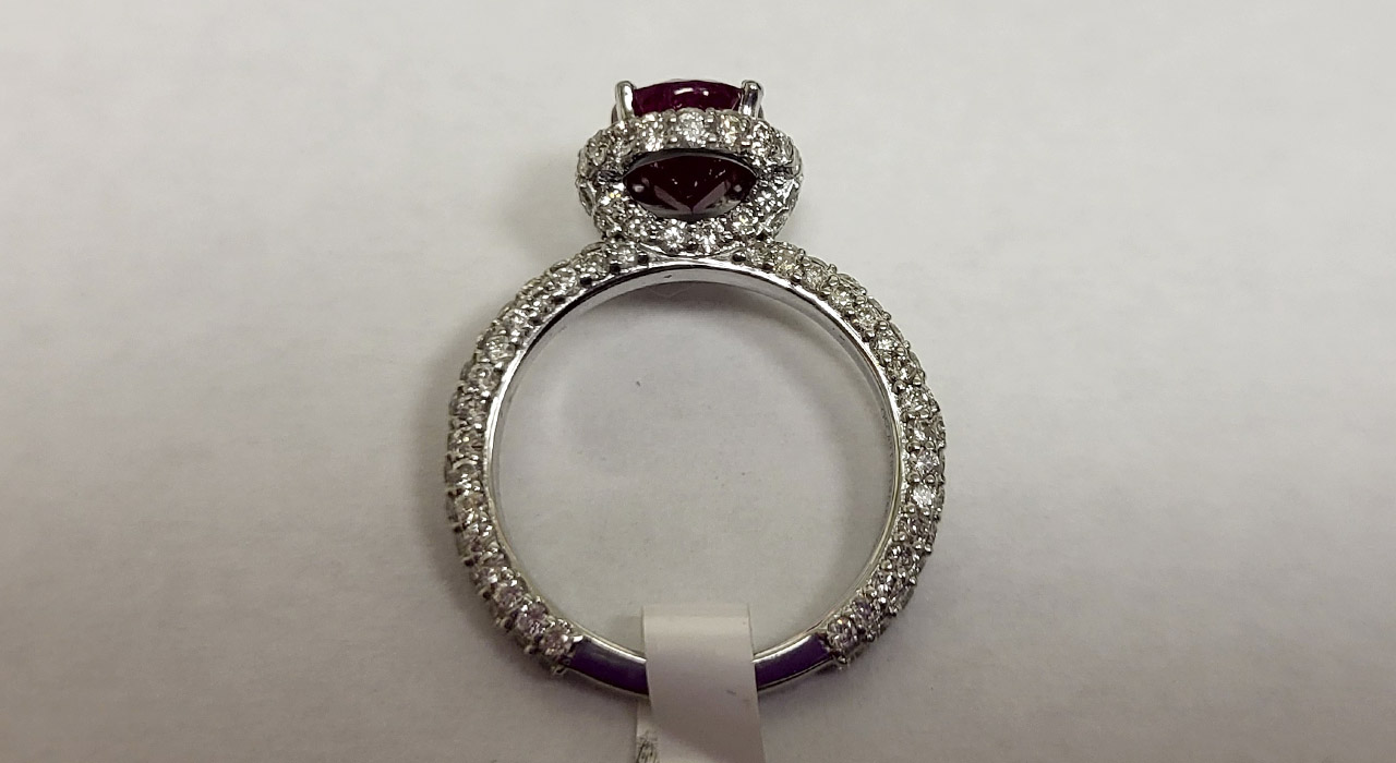 5th Image of a N/A 14K WHITE GOLD BURMESE RUBY AND DIAMOND