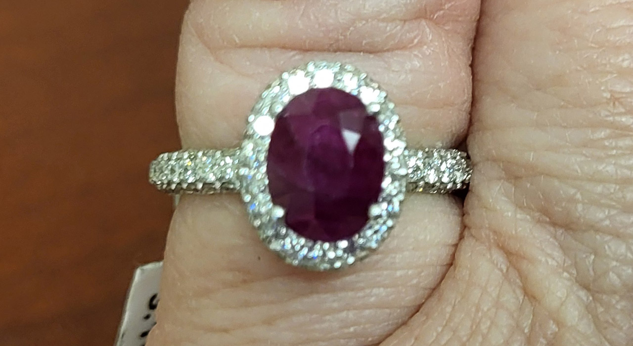 6th Image of a N/A 14K WHITE GOLD BURMESE RUBY AND DIAMOND