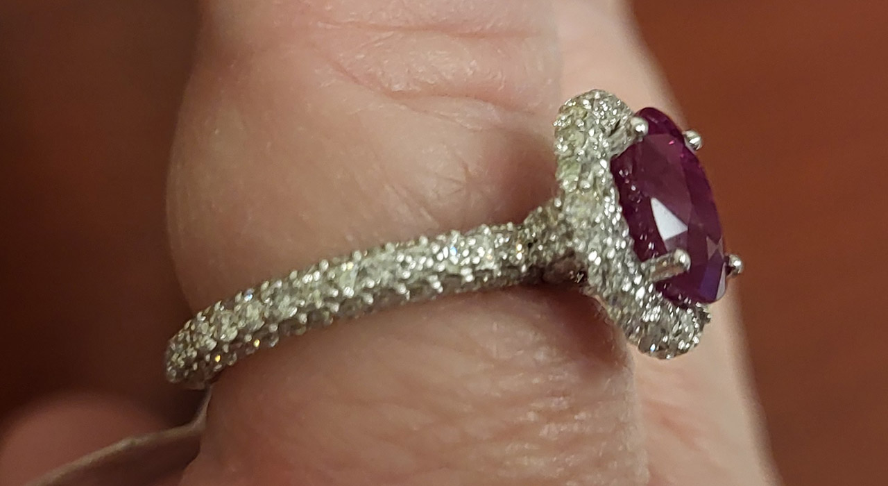 8th Image of a N/A 14K WHITE GOLD BURMESE RUBY AND DIAMOND