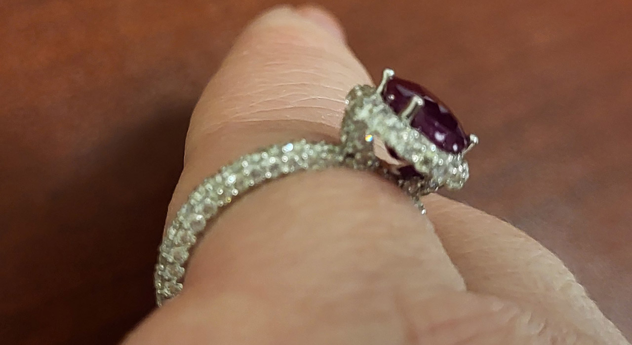 9th Image of a N/A 14K WHITE GOLD BURMESE RUBY AND DIAMOND