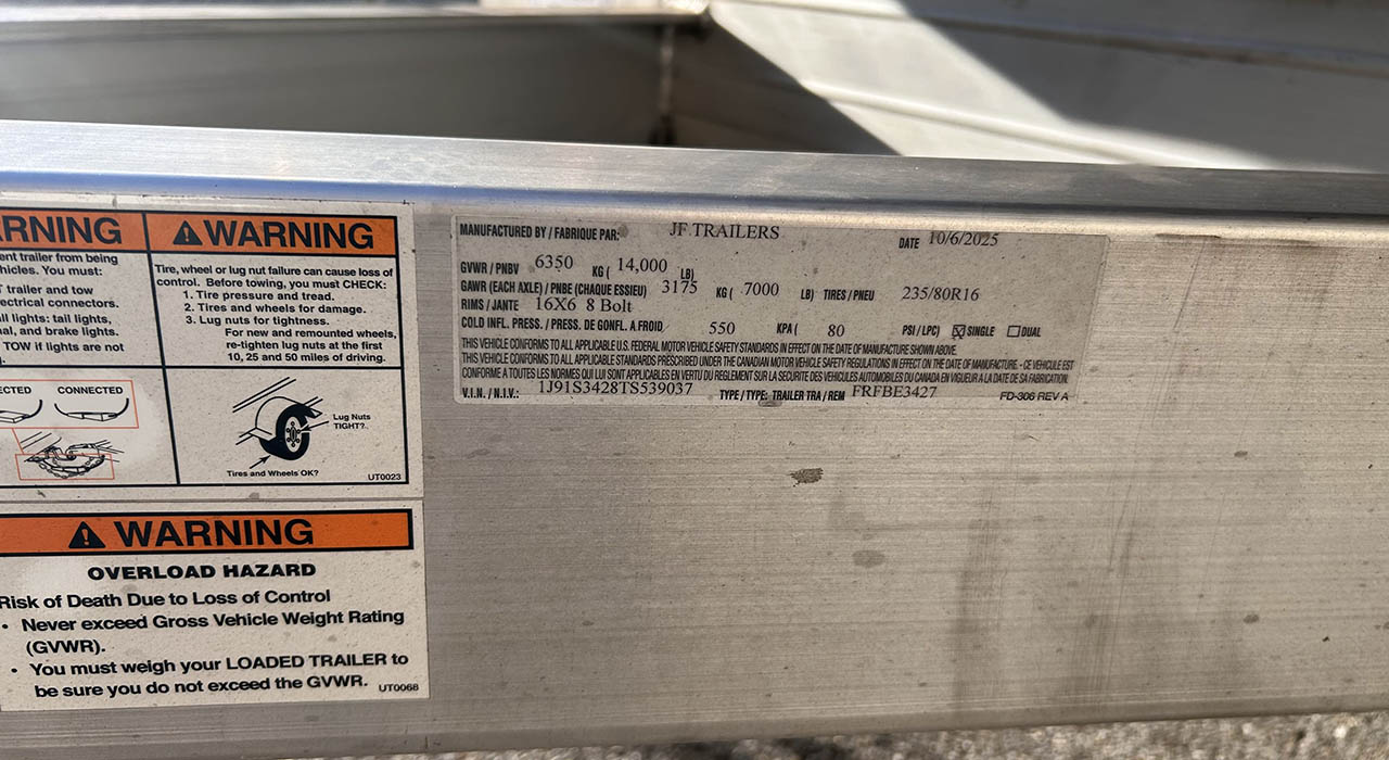 3rd Image of a 2026 JF TRAILERS FRFBE3427