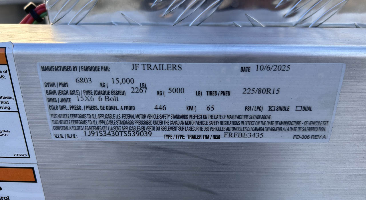 8th Image of a 2026 JF TRAILERS FRFBE3435